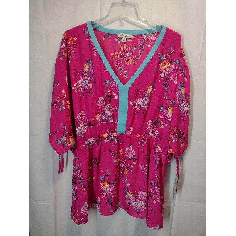 Pioneer Woman Pink/Blue Floral Dolman Sleeve Boho Blouse Size XXL 20 NWT